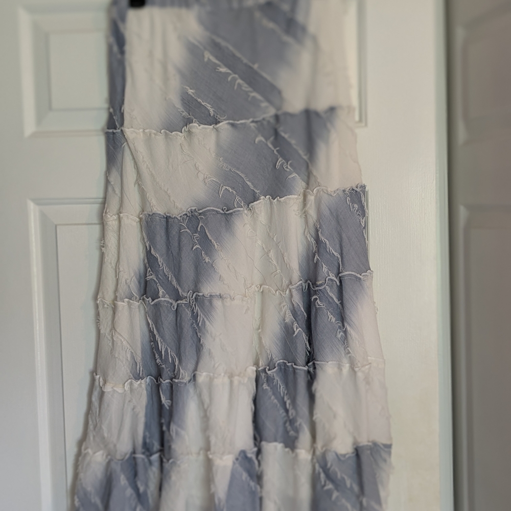 Blue and White Tiered Maxi Dress